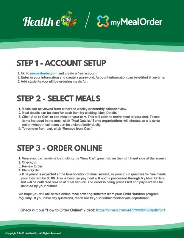 New Online Meal Order System For Off Site Students